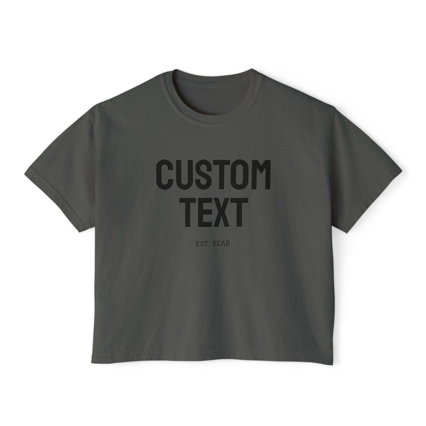 Custom Text Boxy Tee | Personalized Name, Minimal Monogram, Casual Crop Shirt