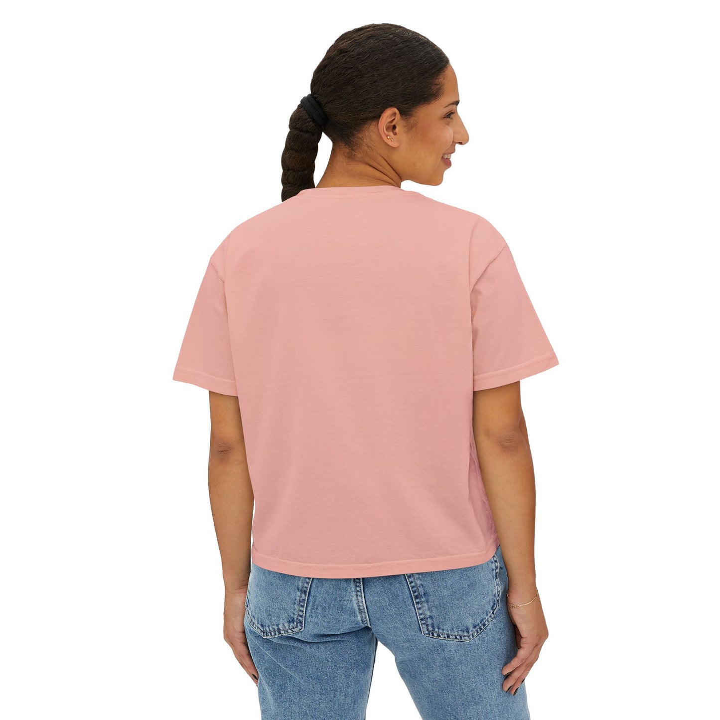 Custom Text Boxy Tee | Personalized Name, Minimal Monogram, Casual Crop Shirt