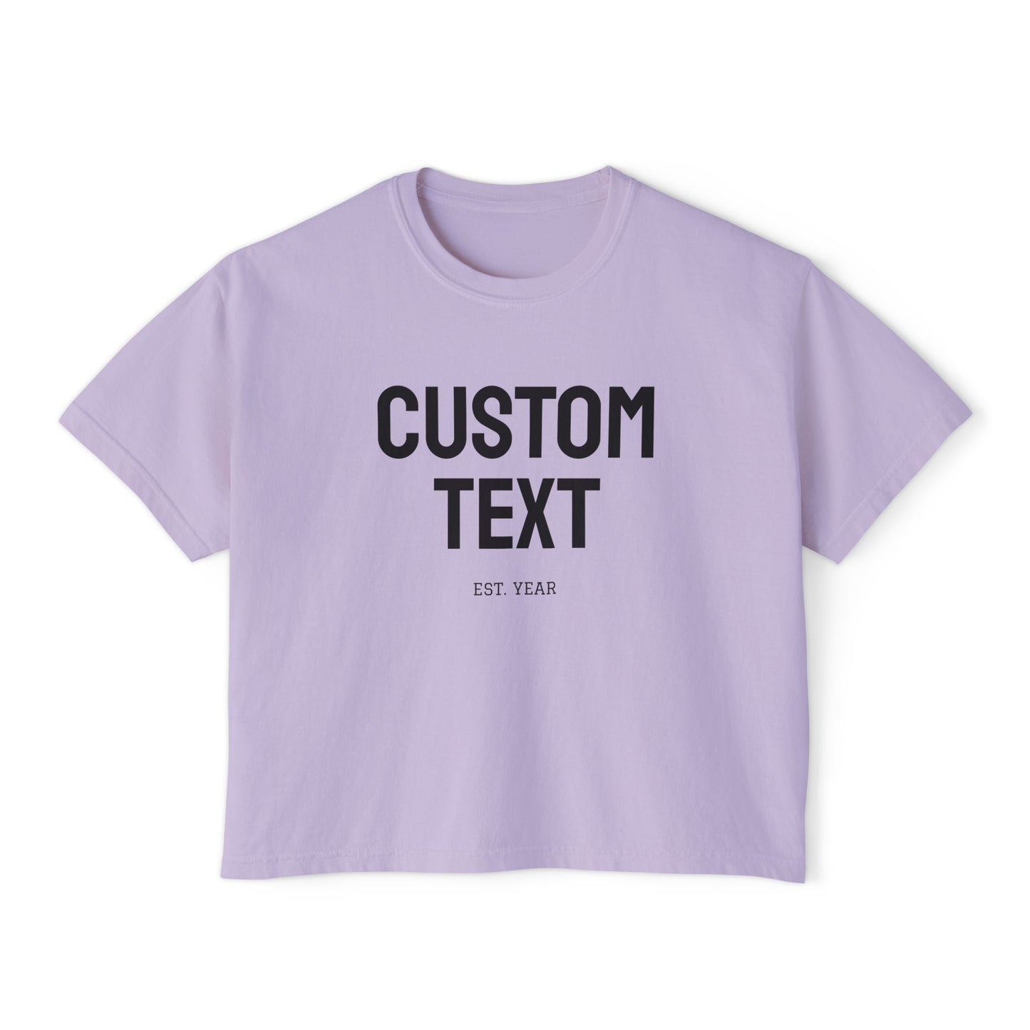 Custom Text Boxy Tee | Personalized Name, Minimal Monogram, Casual Crop Shirt