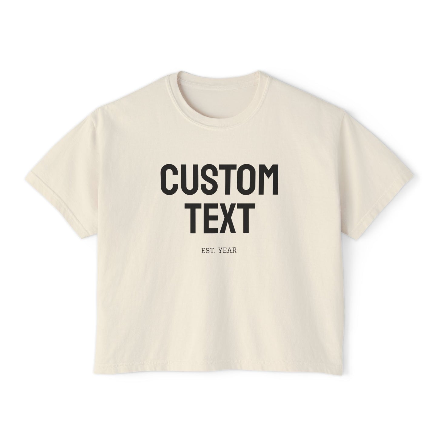 Custom Text Boxy Tee | Personalized Name, Minimal Monogram, Casual Crop Shirt