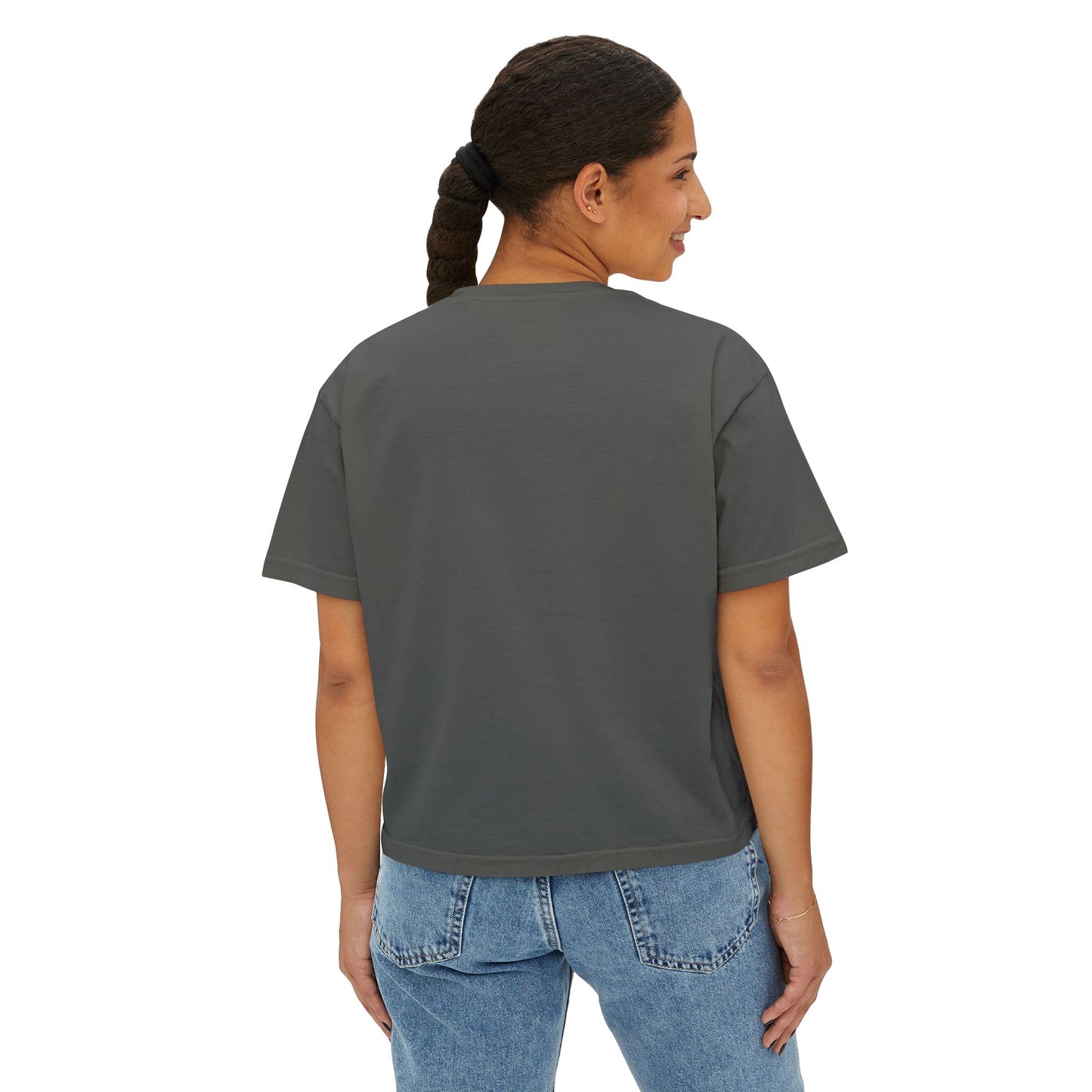Custom Text Boxy Tee | Personalized Name, Minimal Monogram, Casual Crop Shirt