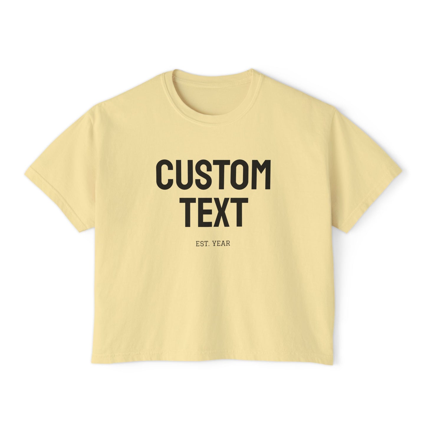 Custom Text Boxy Tee | Personalized Name, Minimal Monogram, Casual Crop Shirt
