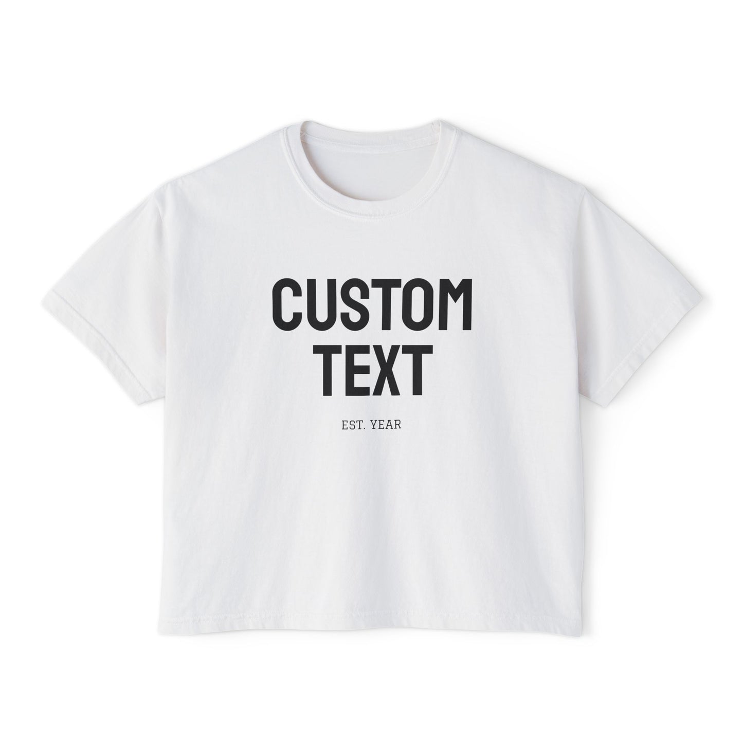 Custom Text Boxy Tee | Personalized Name, Minimal Monogram, Casual Crop Shirt