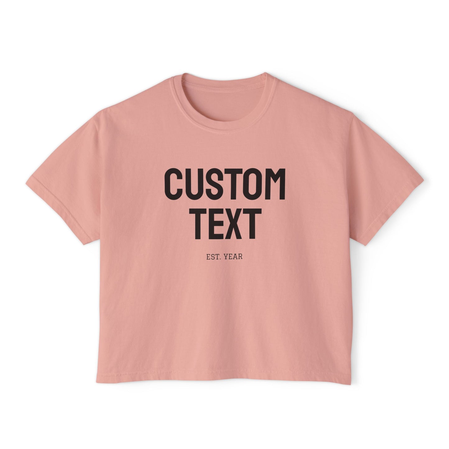 Custom Text Boxy Tee | Personalized Name, Minimal Monogram, Casual Crop Shirt