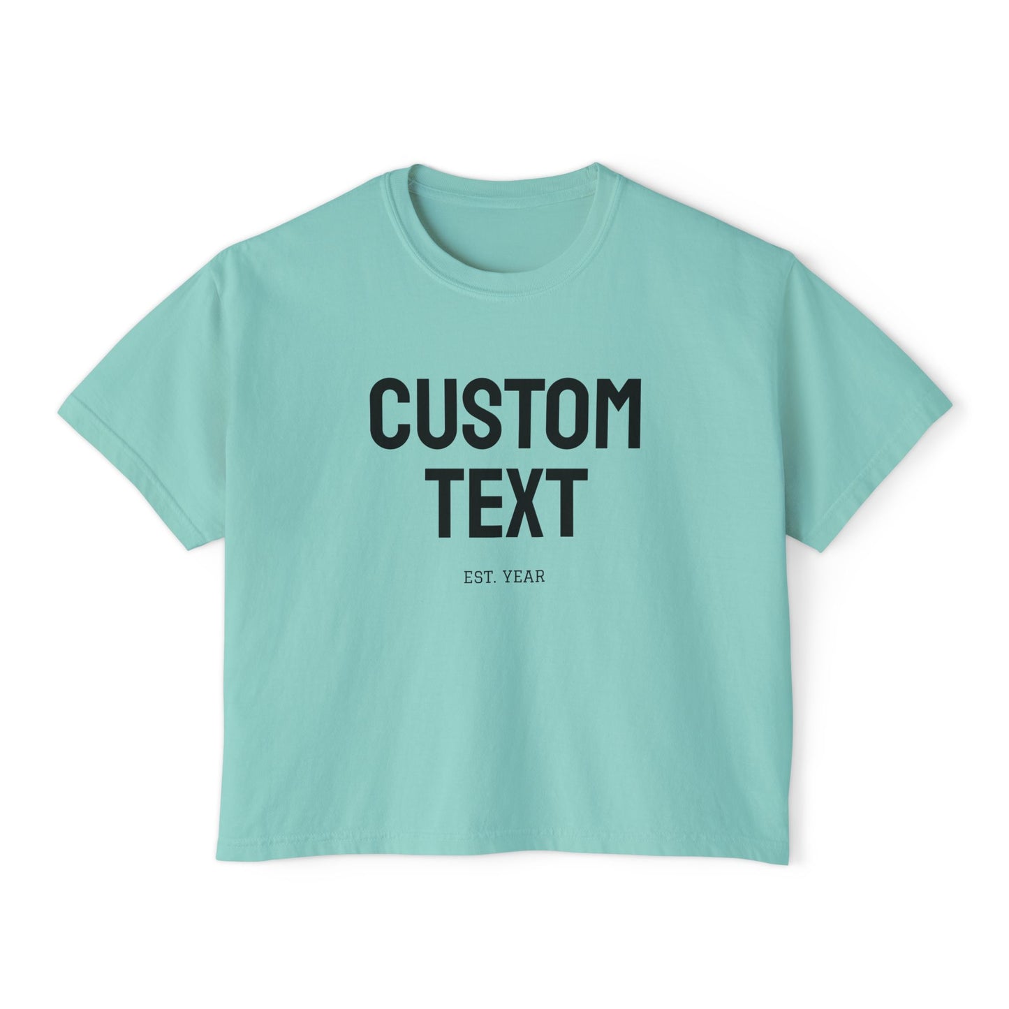 Custom Text Boxy Tee | Personalized Name, Minimal Monogram, Casual Crop Shirt