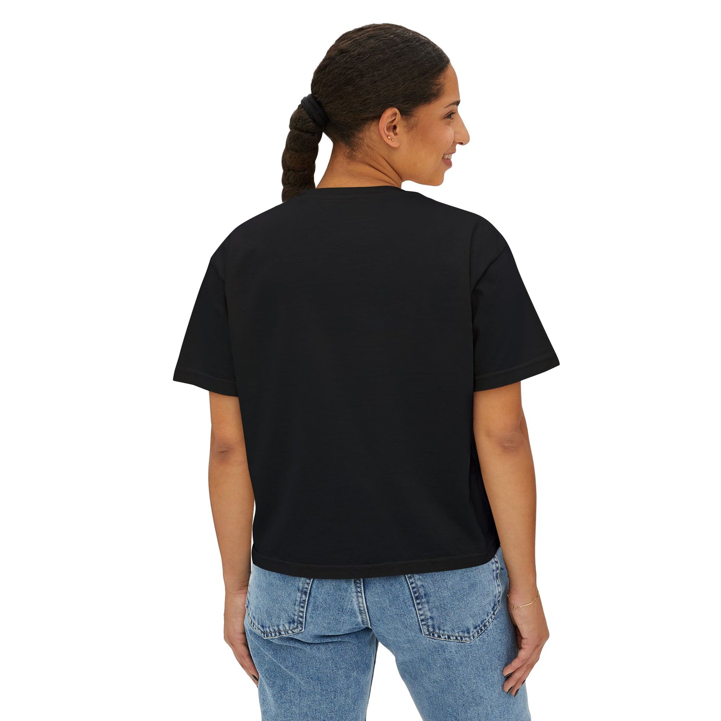 Custom Text Boxy Tee | Personalized Name, Minimal Monogram, Casual Crop Shirt