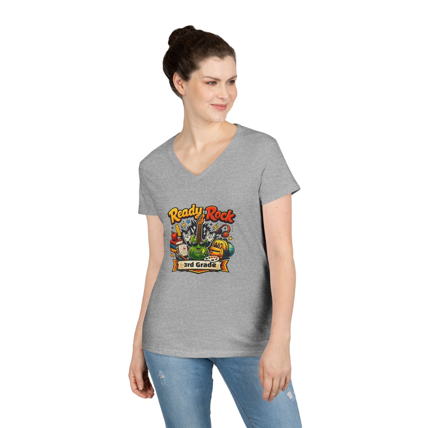 Ready to Rock V-neck T-Shirt | Teacher Student School Tee