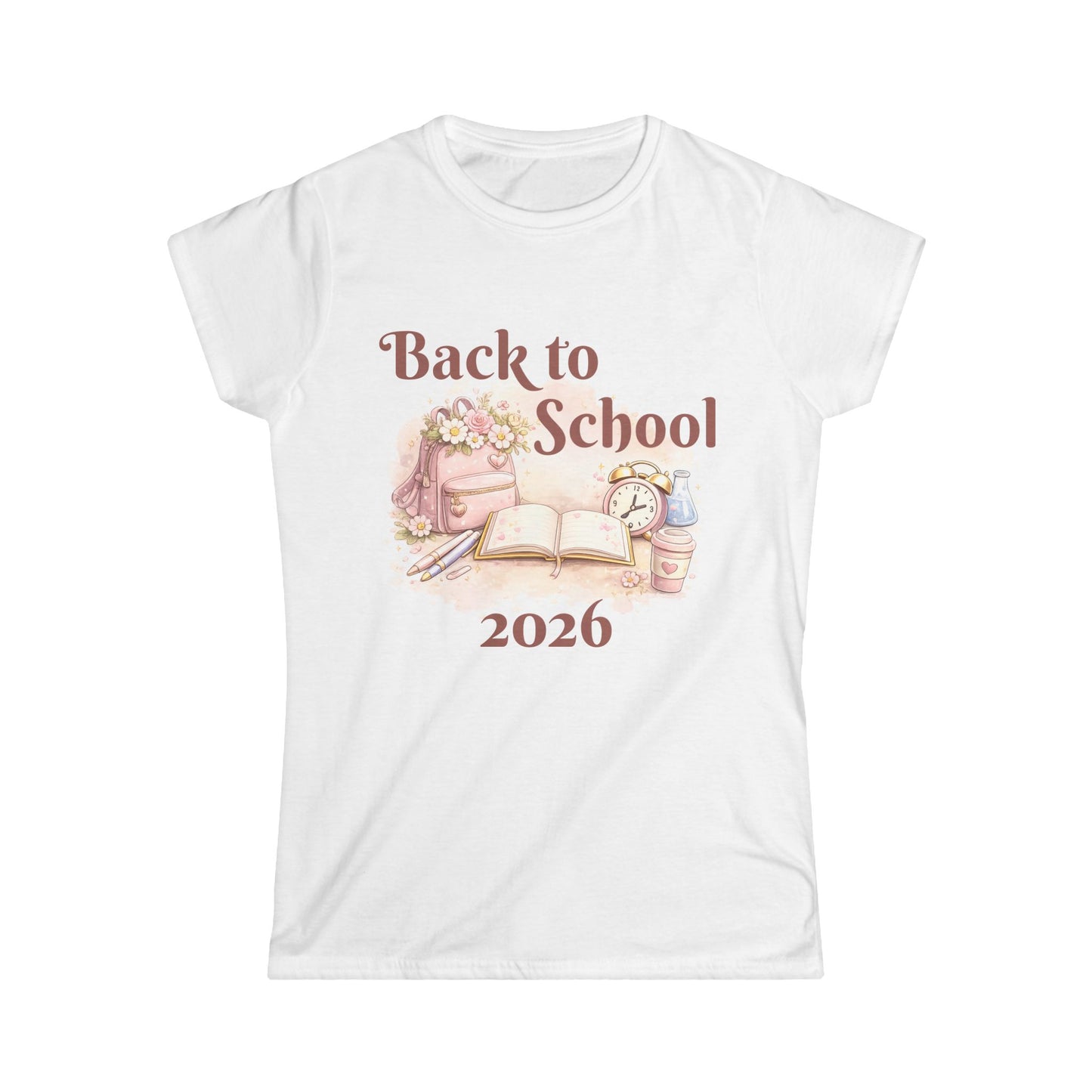 Back to School 2026 Tee | Pink Backpack, Open Book, Coffee