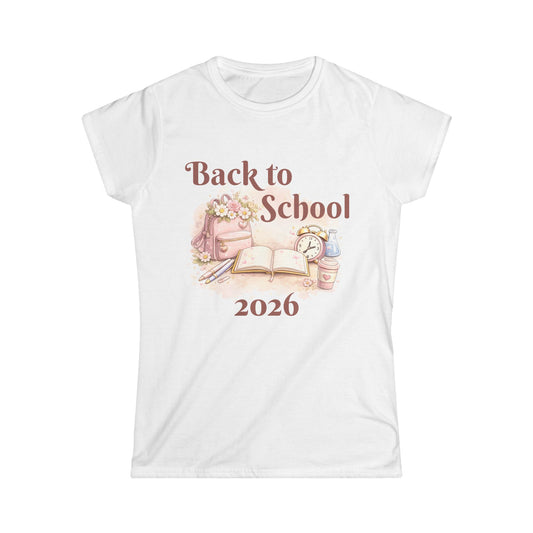 Back to School 2026 Tee | Pink Backpack, Open Book, Coffee