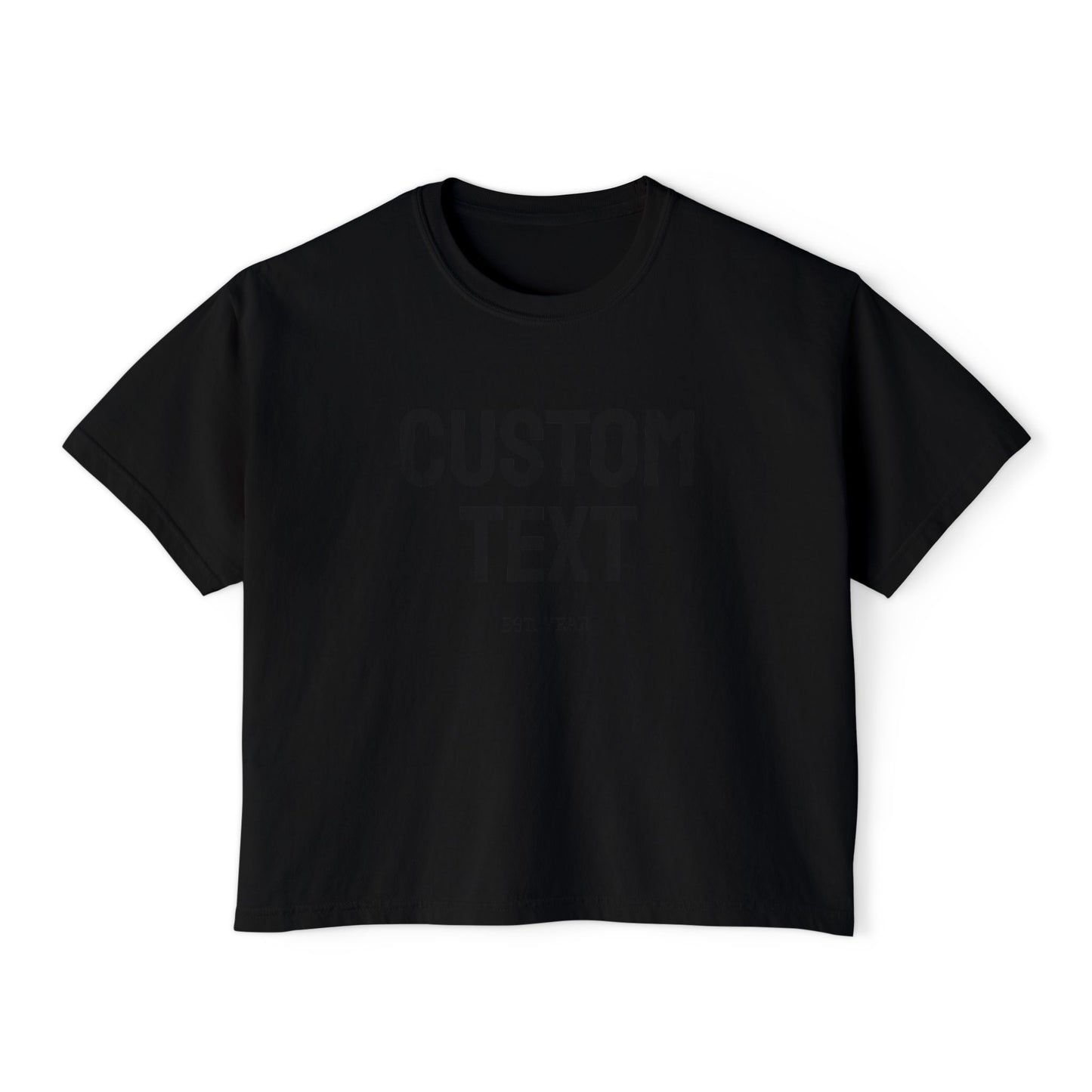 Custom Text Boxy Tee | Personalized Name, Minimal Monogram, Casual Crop Shirt