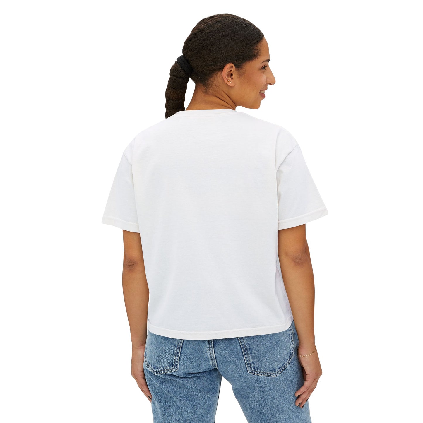 Custom Text Boxy Tee | Personalized Name, Minimal Monogram, Casual Crop Shirt