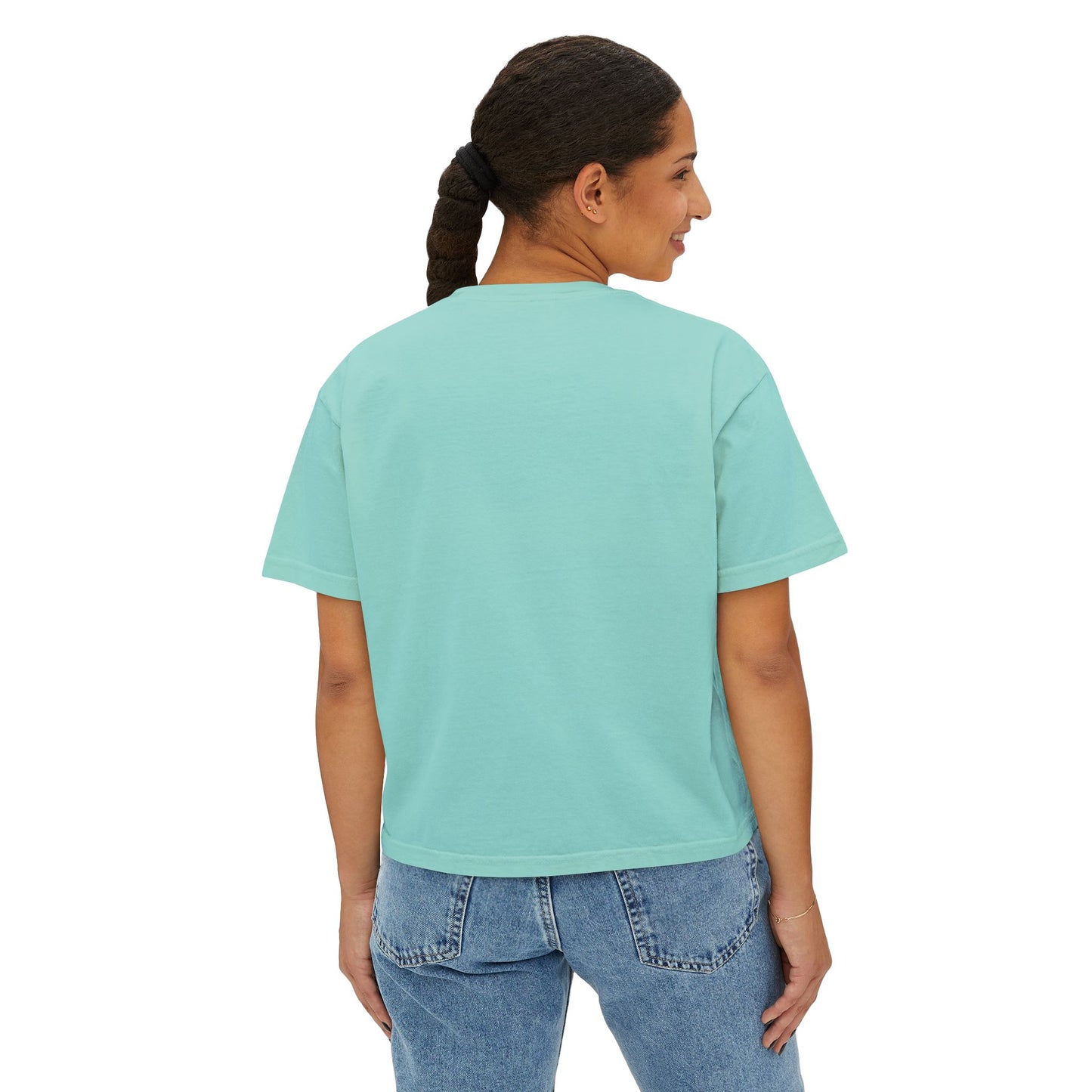 Custom Text Boxy Tee | Personalized Name, Minimal Monogram, Casual Crop Shirt